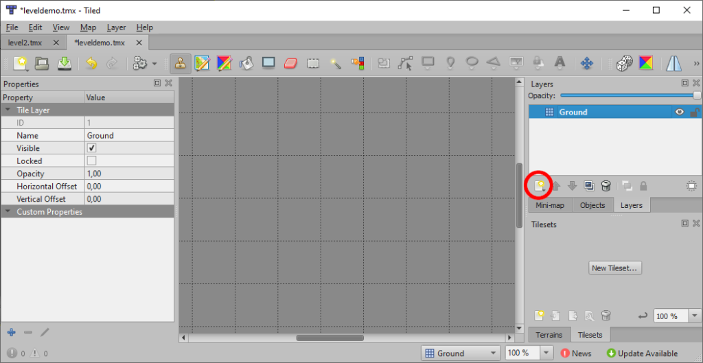 Tiled create new layer